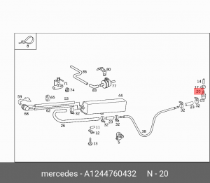 Клапан MERCEDES E (W124) вентиляции бака топливного OE A 124 476 04 32 MERCEDES BENZ