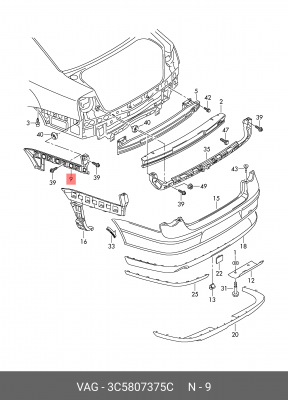 3C5807375C НАПРАВЛЯЮЩИЙ ПРОФИЛЬ 3C5 807 375 C VAG