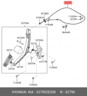 Трос акселератора HYUNDAI Tuscon (04-) OE 327902E300 HYUNDAI KIA