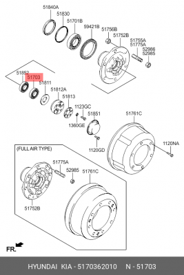 Подшипник ступицы HYUNDAI HD120,AeroTown дв.D6DA19/22,D6GA передней наружный OE 5170362010 HYUNDAI KIA