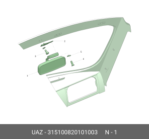 Зеркало салонное УАЗ (ОАО УАЗ) 315100820101003 UAZ UAZ