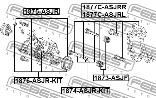 Комплект втулок задн суппорта CHEVROLET CRUZE 2011- (компл-2шт) 1874-ASJR-KIT 1874-ASJR-KIT FEBEST