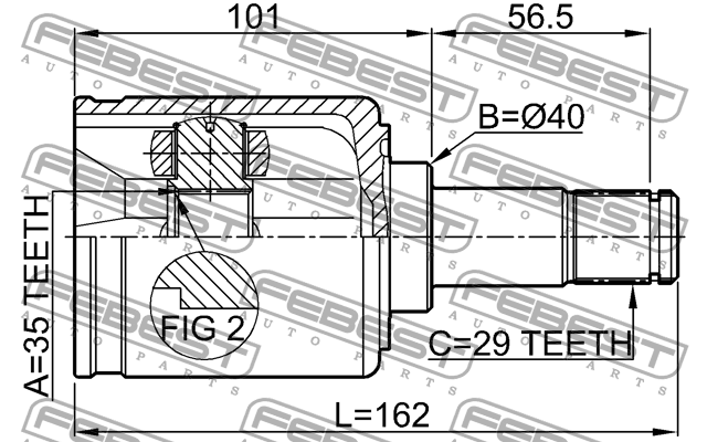 ШРУС 0311-YD2LH 0311-YD2LH FEBEST