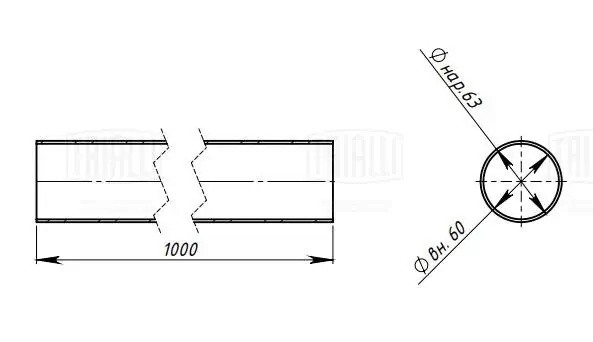 Труба глушителя прямая EMC0163 TRIALLI