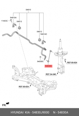 Стойка стабилизатора KIA Soul (19-) переднего левая/правая OE 54830J9000 HYUNDAI KIA