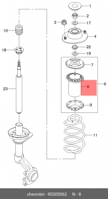 Пыльник амортизатора CHEVROLET Lanos (97-) переднего (1шт.) OE 90305062 GENERAL MOTORS