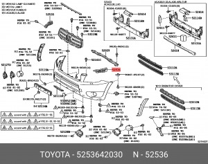 кронштейн бампера! переднего левый\ Toyota RAV4 10-12 52536-42030 TOYOTA