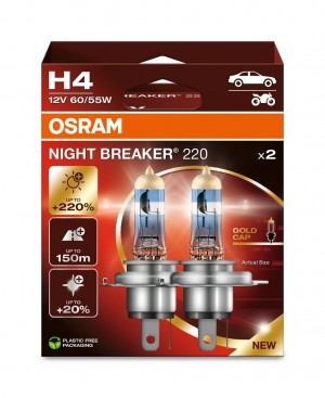 Лампа галогенная Night Braker H4 12V 60/55W P43t 1650/1000lm 3800k 64193NB2202HB 64193NB2202HB OSRAM