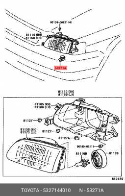 пистон крепления фары!\Toyota Camry/Rav4 01-06 53271-44010 TOYOTA