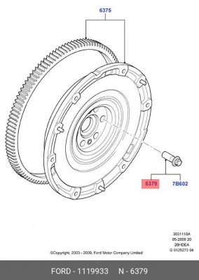 Болт FORD крепления маховика OE 1 119 933 FORD