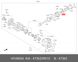 Подшипник HYUNDAI Santa Fe (10-) (3.5) коробки раздаточной №1 OE 4736239010 HYUNDAI KIA