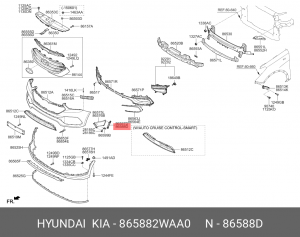 Кронштейн бампера HYUNDAI Santa Fe (15-) переднего правый OE 865882WAA0 HYUNDAI KIA