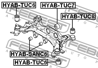 Сайлентблок задн балки передний HYUNDAITUCSON 04- HYAB-TUC6 HYAB-TUC6 FEBEST