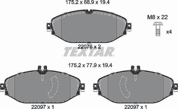 Колодки тормозные MERCEDES (W212) передние (4шт.) TEXTAR 2207601 TEXTAR