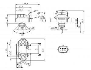 Датчик давления и температуры 0 261 230 112 0261230112 BOSCH
