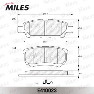 Колодки тормозные задние (без датчика) (Смесь Low-Metallic) MITSUBISHI LANCER IX E410023 MILES