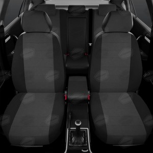 Авточехлы универсальные экокожа-жаккард черно-серые комплект AVTOLIDER UJK31-0102 AVTO LIDER 1