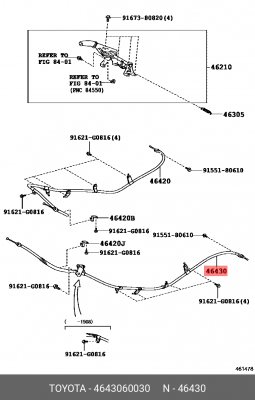 Трос стояночного тормоза 46430-60030 46430-60030 TOYOTA