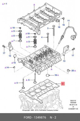 прокладка ГБЦ! 3 насечки\ Ford Transit VI 2.4Di/TDi 00> 1349876 FORD