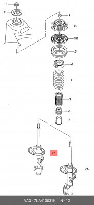 амортизатор! передний газовый\ VW Multivan/T5 2.0/3.2 V6/1.9TDi/2.5TDi 03> 7LA413031K VAG