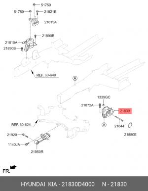 Опора двигателя HYUNDAI Sonata (14-) левая OE 21830D4000 HYUNDAI KIA