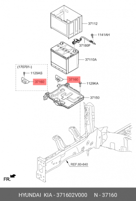 Кронштейн HYUNDAI Creta (16-) крепления аккумулятора OE 371602V000 HYUNDAI KIA