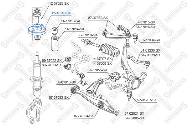 опора амортизатора переднего!\ Honda Civic all 91-95 12-37010-SX STELLOX