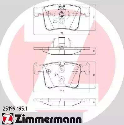 Колодки тормозные BMW 1 (F21),3 (F30),X3 (F25) передние (4шт.) ZIMMERMANN 251991951 ZIMMERMANN