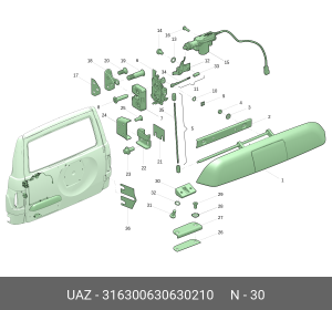 Опора УАЗ-3163 (2008-2012) задней распашной двери (подпятник) (ОАО УАЗ) 316300630630210 UAZ UAZ