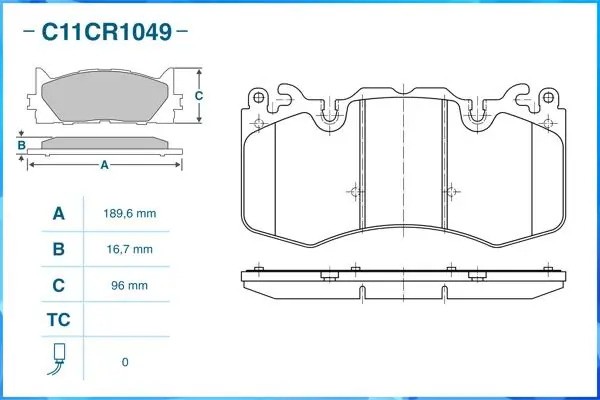 Тормозные колодки передние Low Metallic C11CR1049 C11CR1049 CWORKS