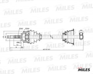 Привод в сборе левый (ABS) RENAULT MEGANE I 1.4-1.9D 96-00 (GKN 303064) GC01115 GC01115 MILES