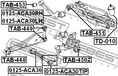 Наконечник задней поперечной тяги TOYOTA RAV4 2005-2012 0125-ACA30TIP 0125-ACA30TIP FEBEST