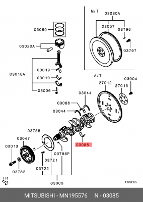 вкладыши коренные!\ Mitsubishi ASX 10-16/Colt 03-12/Lancer 07> MN195576 MITSUBISHI