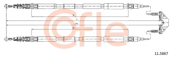 трос ручника задний! L1749/1551+1774/1577\ Opel Zafira 1.6-2.2i/1.7D/1.9D 05> 92115867 COFLE