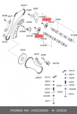 Шестерня KIA Ceed (07-12) распредвала OE 243222A000 HYUNDAI KIA