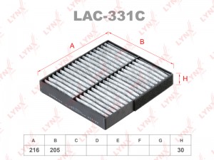 фильтр салона! угольн. 216x205x30\ Citroen C-Crosser, Peugeot 4007,Mitsubishi Ou LAC-331C LYNXAUTO