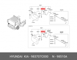 Насос омывателя HYUNDAI HD160,170,260,270,450 OE 983707C000 HYUNDAI KIA