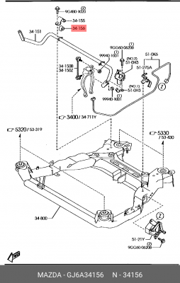 Втулка стабилизатора MAZDA 6 GG (02-07) переднего OE GJ6A34156 MAZDA
