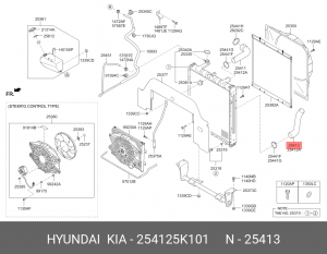 Патрубок HYUNDAI HD65,78 дв.D4DD (Евро-3) радиатора нижний OE 254125K101 HYUNDAI KIA