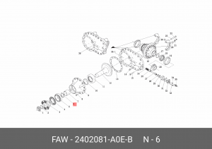 Шайба регулировочная подшипника ведущей шестерни 3310/3250 2402081A0EB FAW
