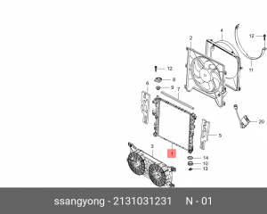 Радиатор SSANGYONG Actyon (06-),Kyron (07-) (6A/T) OE 2131031231 SSANG YONG