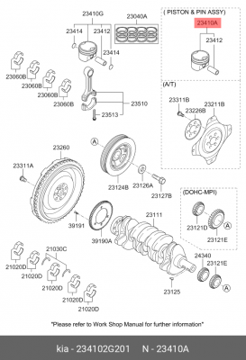 Поршень c пальцем 23410-2G201 234102G201 HYUNDAI KIA