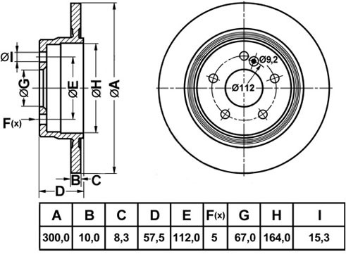 Диск тормозной MERCEDES C (W204) (07-13) задний (1шт.) NIBK RN1708 NIBK