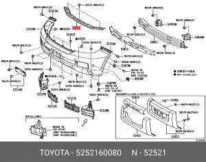 усилитель бампера! переднего верхний центральный\ Toyota Land Cruiser 12-15 52521-60080 TOYOTA
