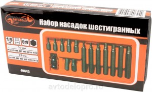 Набор бит (15 предметов) "АвтоDело" (шестигранные) 40645 AVTO DELO