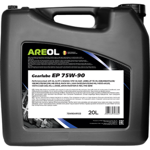 AREOL Gearlube EP 75W90 (20L) полусинт. трансм. масло для гипоидных передач! API 75W90AR103 AREOL