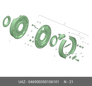 Маслоотражатель УАЗ-3151,3741 тормоза (ОАО УАЗ) 046900350106101 UAZ UAZ