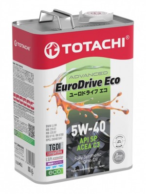 Масло моторное TOTACHI EURODRIVE ECO C3/SP 5W40 синт.4л E6704 TOTACHI