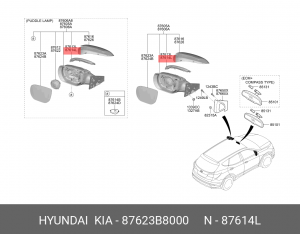 Повторитель поворота HYUNDAI Santa Fe (14-) правый (в зеркало) OE 87623B8000 HYUNDAI KIA