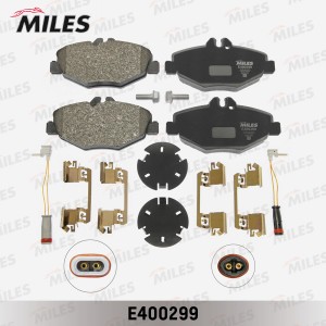 Колодки тормозные передние (с датчиком + болты) (Смесь Low-Metallic) (MB W211 02 E400299 MILES